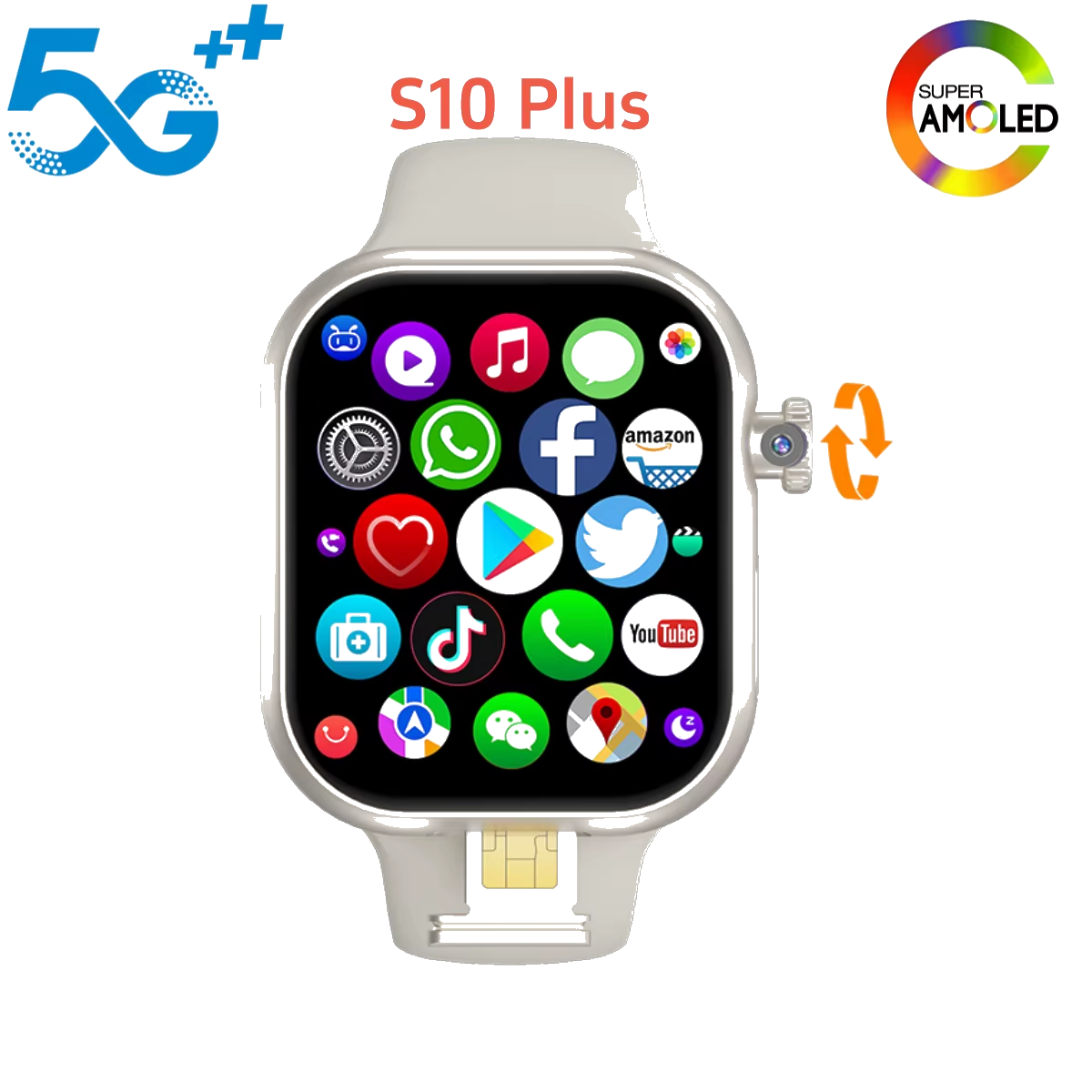 VP29 Smartwatch 5G LTE SIM 256GB Storage 4G/5G Network GPS WiFi 2.29 Inch AMOLED Display 8MP Rotary Camera Android Smart Watch