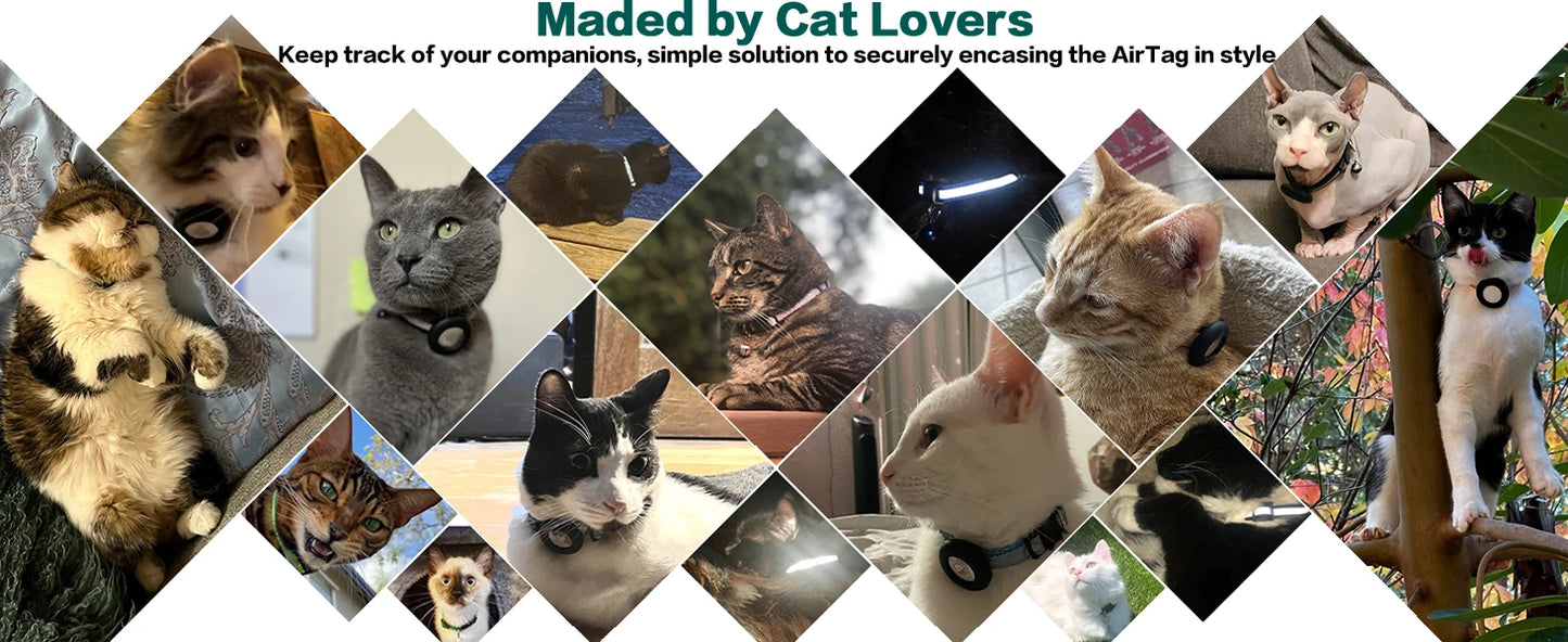 Cute Cat Collar Airtag Breakaway Reflective Kitten Collar with Bell for Apple Air Tag Holder Bell Nylon Silicone Collar for Cats