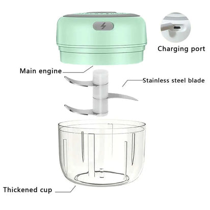 250ML Stainless Steel Electric Garlic Chopper Sturdy Durable Garlic Ginger Kitchen Shredder Mini Tool Food Chopper