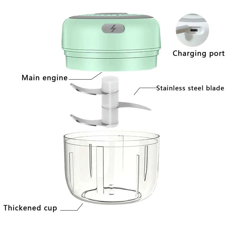 250ML Stainless Steel Electric Garlic Chopper Sturdy Durable Garlic Ginger Kitchen Shredder Mini Tool Food Chopper