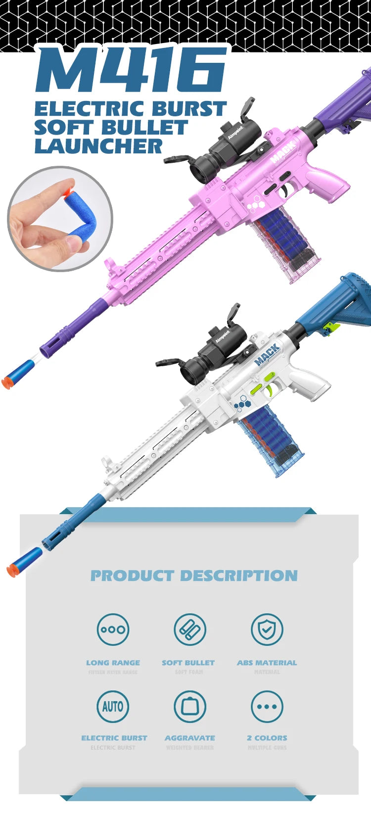 Barnens leksakspistol med mjuka kulor kulspruta med 20 mjuka kulor och till födelsedagspresent mm