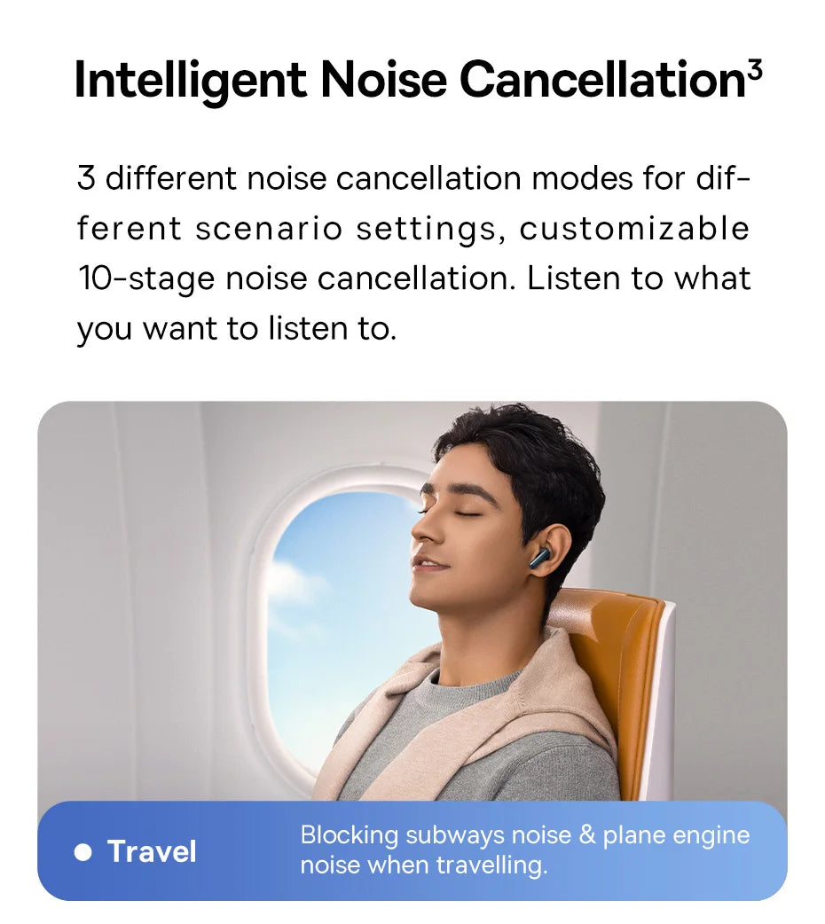 Baseus Bowie M2s -48dB ANC Trådlösa Hörlurar Bluetooth 5.3 3D Spatial Audio Hörlurar HiFi Kvalitet 0.038" Låg Latens Hörlurar