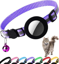 Cute Cat Collar Airtag Breakaway Reflective Kitten Collar with Bell for Apple Air Tag Holder Bell Nylon Silicone Collar for Cats
