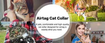 Cute Cat Collar Airtag Breakaway Reflective Kitten Collar with Bell for Apple Air Tag Holder Bell Nylon Silicone Collar for Cats