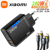 Xiaomi 5 in 1 GaN Desktop Charger For IPhone 16 15pro Laptop Samsung 240W Fast Charging Adapter 120w Type To TypeC Cable Charger