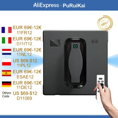 Robot Window cleaner,Dual Water Spray,Smart Memory,High Vacuum Suction, Laser Sensor, Home Wall Glass Cleaning Robot