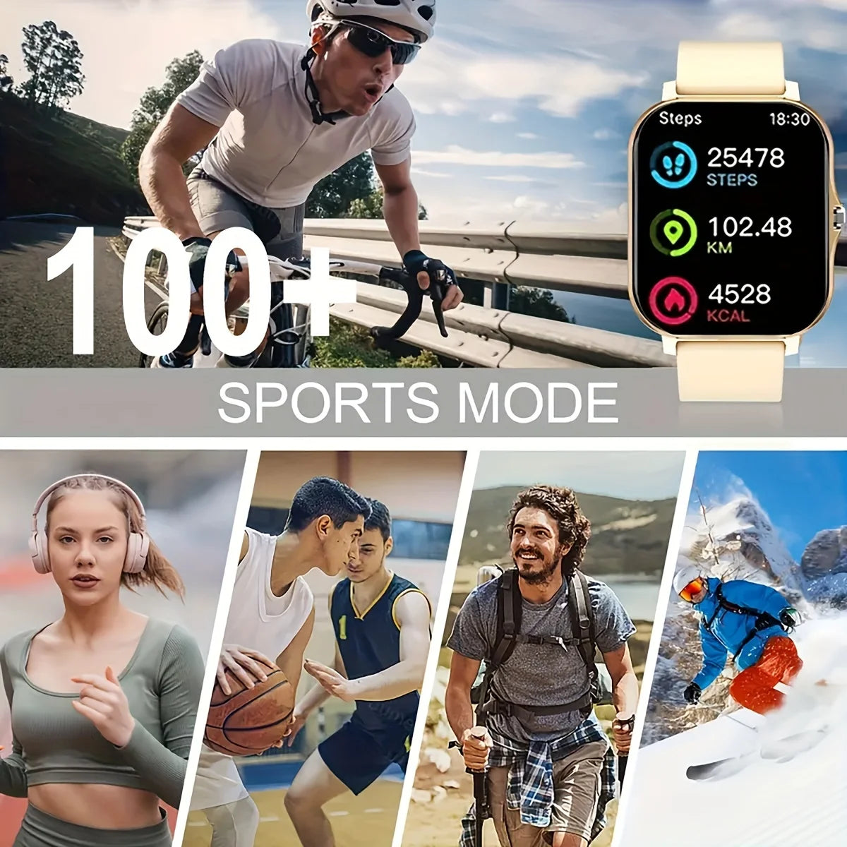 Ny 2025 Smart Watch Full Touch Display BTCall Sports Monitoring för Android & iPhone 1,83 tums kiselgel band mänkvinnor smartwatch