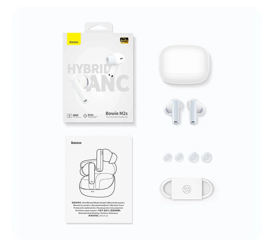 Baseus Bowie M2s -48dB ANC Trådlösa Hörlurar Bluetooth 5.3 3D Spatial Audio Hörlurar HiFi Kvalitet 0.038" Låg Latens Hörlurar