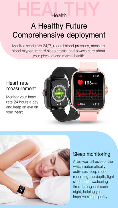 Ny 2025 Smart Watch Full Touch Display BTCall Sports Monitoring för Android & iPhone 1,83 tums kiselgel band mänkvinnor smartwatch