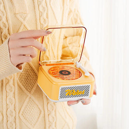 Retro Bluetooth-högtalare Mini trådlös stereo med omgivande ljus subwoofer inbyggd vitbrus vinylskivspelare