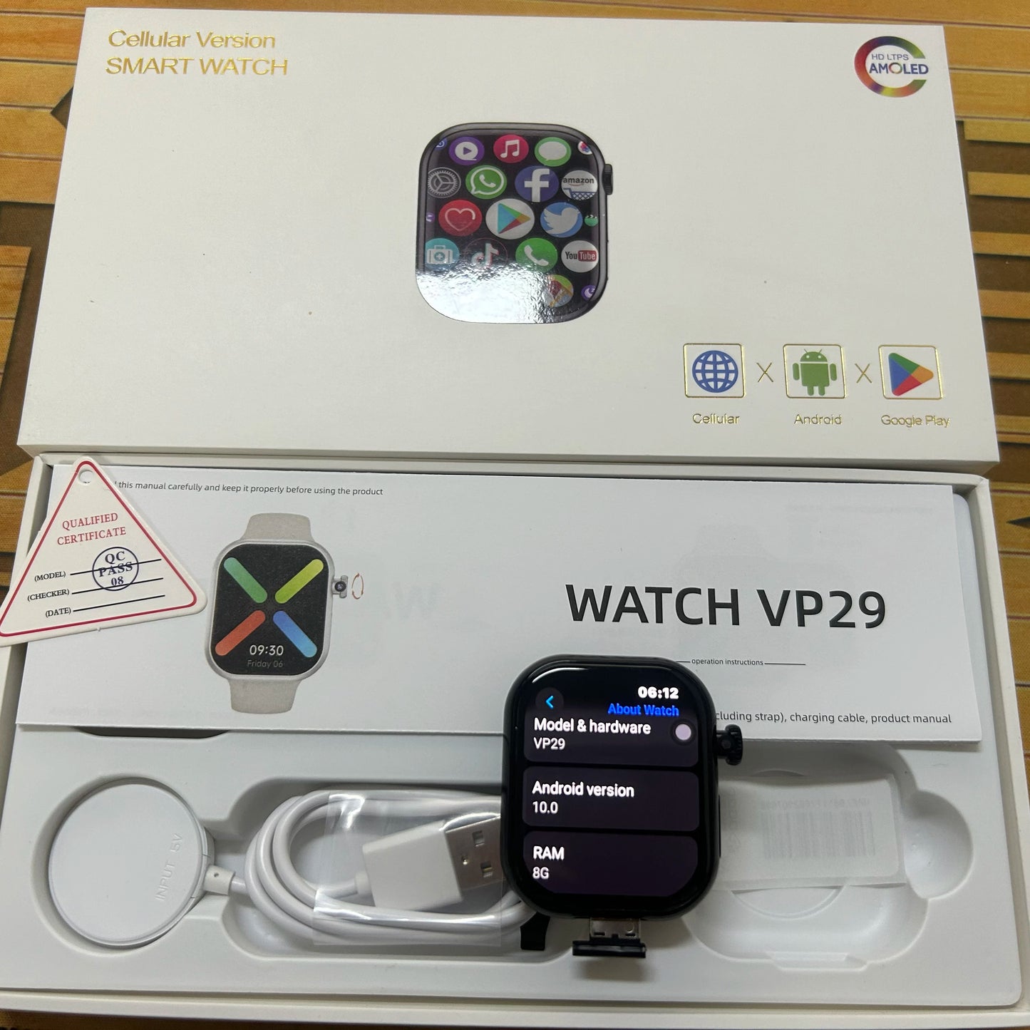 VP29 Smartwatch 5G LTE SIM 256GB Storage 4G/5G Network GPS WiFi 2.29 Inch AMOLED Display 8MP Rotary Camera Android Smart Watch
