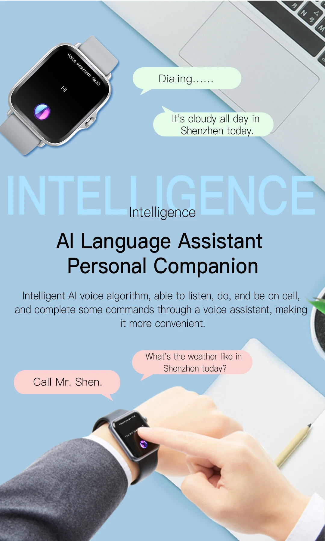 Ny 2025 Smart Watch Full Touch Display BTCall Sports Monitoring för Android & iPhone 1,83 tums kiselgel band mänkvinnor smartwatch