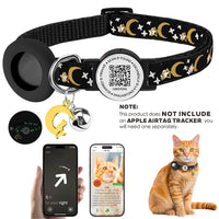 Cute Cat Collar with Airtag Case for Apple AirTag, Silicone GPS Tracker Holder, Reflective Pet Collar with Bell & QR Pet Tag