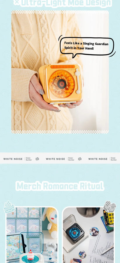 Retro Bluetooth-högtalare Mini trådlös stereo med omgivande ljus subwoofer inbyggd vitbrus vinylskivspelare