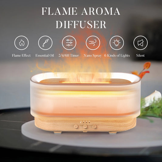 Flame Aromatic Aroma Diffuser 300ml USB Household Air Humidifier With Cool Mist Colorful Desktop Purifier Bedroom