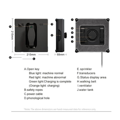 Robot Window cleaner,Dual Water Spray,Smart Memory,High Vacuum Suction, Laser Sensor, Home Wall Glass Cleaning Robot