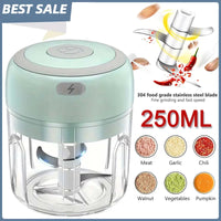 250ML Stainless Steel Electric Garlic Chopper Sturdy Durable Garlic Ginger Kitchen Shredder Mini Tool Food Chopper