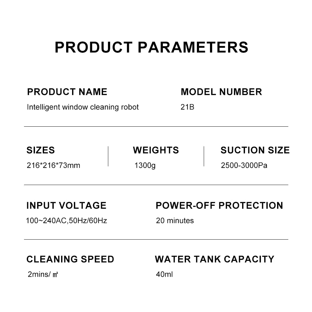 Robot Window cleaner,Dual Water Spray,Smart Memory,High Vacuum Suction, Laser Sensor, Home Wall Glass Cleaning Robot
