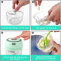 250ML Stainless Steel Electric Garlic Chopper Sturdy Durable Garlic Ginger Kitchen Shredder Mini Tool Food Chopper