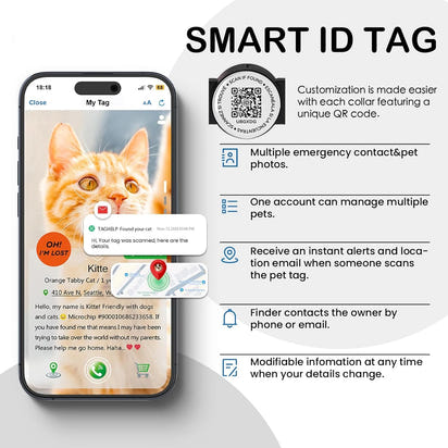 Cute Cat Collar with Airtag Case for Apple AirTag, Silicone GPS Tracker Holder, Reflective Pet Collar with Bell & QR Pet Tag