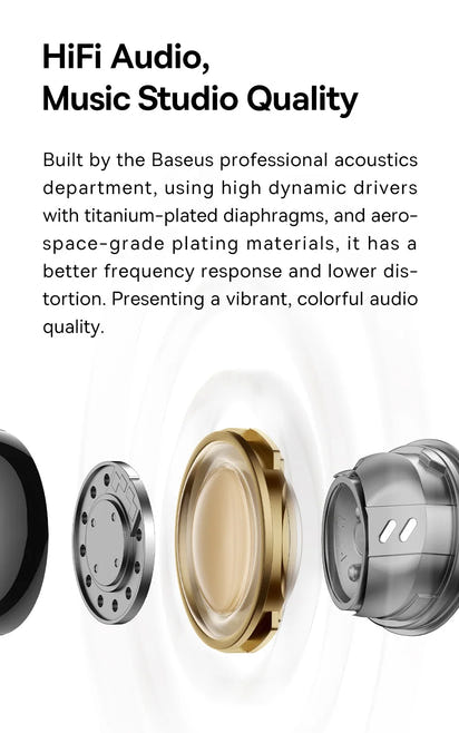 Baseus Bowie M2s -48dB ANC Trådlösa Hörlurar Bluetooth 5.3 3D Spatial Audio Hörlurar HiFi Kvalitet 0.038
