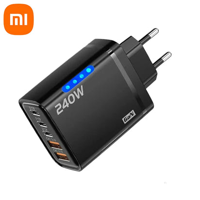 Xiaomi 5 in 1 GaN Desktop Charger For IPhone 16 15pro Laptop Samsung 240W Fast Charging Adapter 120w Type To TypeC Cable Charger