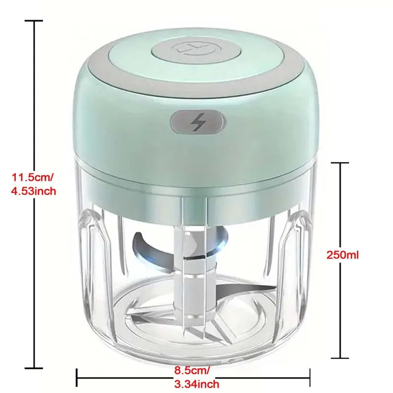 250ML Stainless Steel Electric Garlic Chopper Sturdy Durable Garlic Ginger Kitchen Shredder Mini Tool Food Chopper