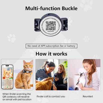 Cute Cat Collar with Airtag Case for Apple AirTag, Silicone GPS Tracker Holder, Reflective Pet Collar with Bell & QR Pet Tag