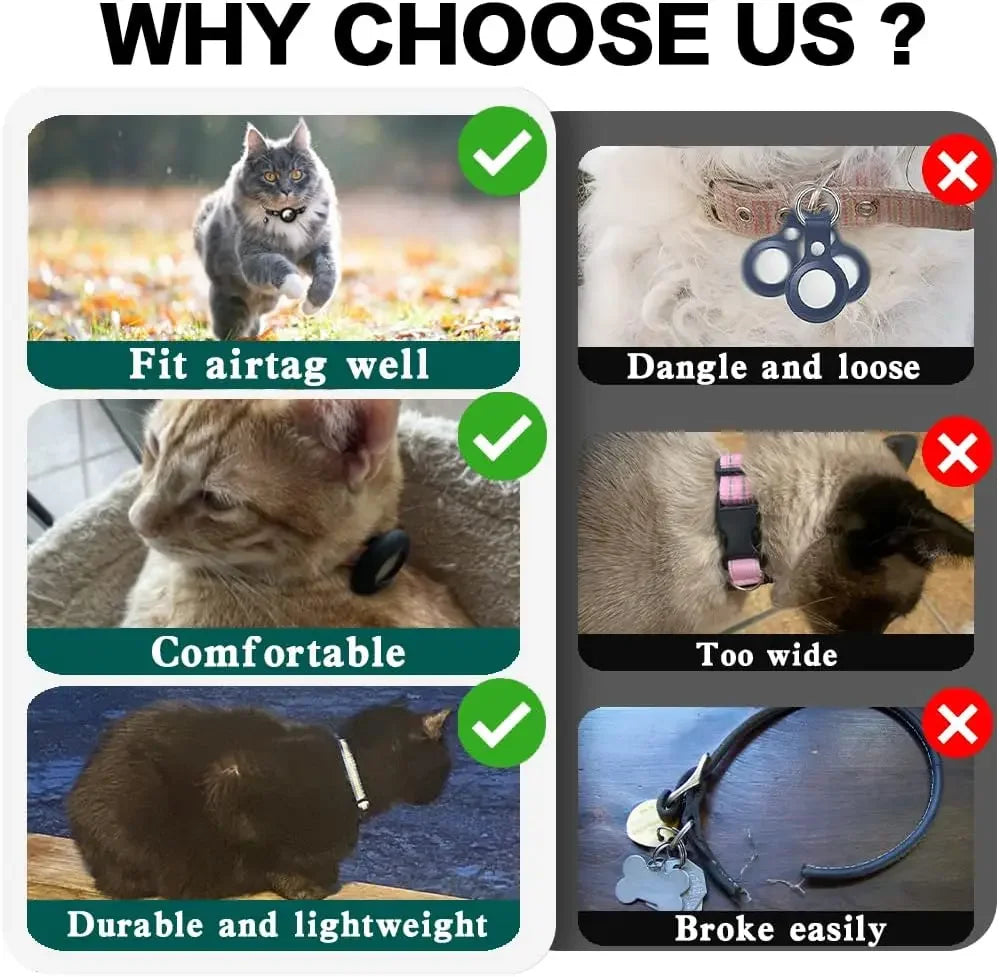 Cute Cat Collar Airtag Breakaway Reflective Kitten Collar with Bell for Apple Air Tag Holder Bell Nylon Silicone Collar for Cats