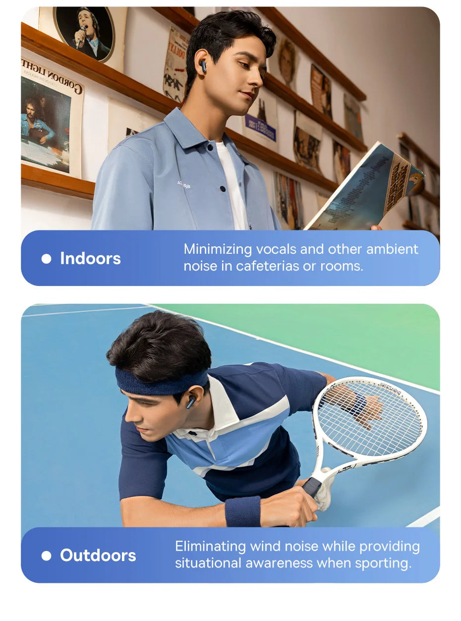 Baseus Bowie M2s -48dB ANC Trådlösa Hörlurar Bluetooth 5.3 3D Spatial Audio Hörlurar HiFi Kvalitet 0.038" Låg Latens Hörlurar