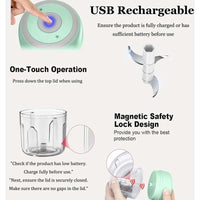 250ML Stainless Steel Electric Garlic Chopper Sturdy Durable Garlic Ginger Kitchen Shredder Mini Tool Food Chopper