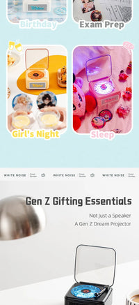 Retro Bluetooth-högtalare Mini trådlös stereo med omgivande ljus subwoofer inbyggd vitbrus vinylskivspelare