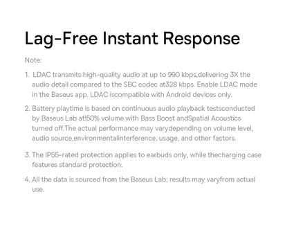Baseus Bass BS1 NC Trådlösa Hörlurar -40dB ANC Bluetooth 6.0 Halvöppna Hi-Res Audio 6-Mic AI ENC LDAC Vattentäta Äkta Trådlösa Hörlurar