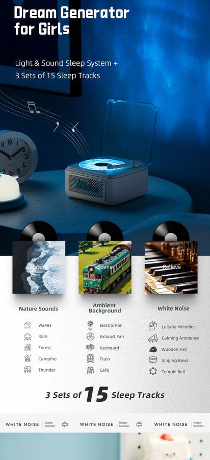 Retro Bluetooth-högtalare Mini trådlös stereo med omgivande ljus subwoofer inbyggd vitbrus vinylskivspelare