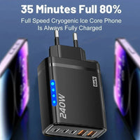 Xiaomi 5 in 1 GaN Desktop Charger For IPhone 16 15pro Laptop Samsung 240W Fast Charging Adapter 120w Type To TypeC Cable Charger