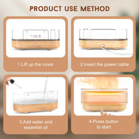 Flame Aromatic Aroma Diffuser 300ml USB Household Air Humidifier With Cool Mist Colorful Desktop Purifier Bedroom