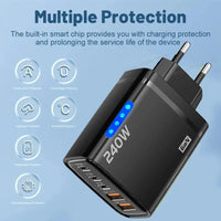 Xiaomi 5 in 1 GaN Desktop Charger For IPhone 16 15pro Laptop Samsung 240W Fast Charging Adapter 120w Type To TypeC Cable Charger