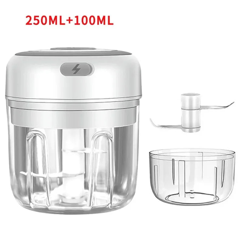 250ML Stainless Steel Electric Garlic Chopper Sturdy Durable Garlic Ginger Kitchen Shredder Mini Tool Food Chopper