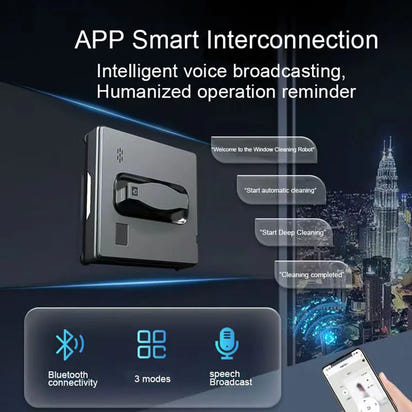 Robot Window cleaner,Dual Water Spray,Smart Memory,High Vacuum Suction, Laser Sensor, Home Wall Glass Cleaning Robot