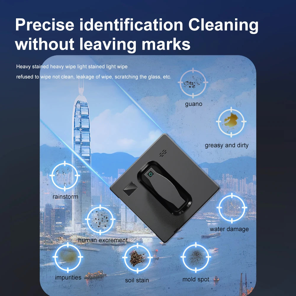 Robot Window cleaner,Dual Water Spray,Smart Memory,High Vacuum Suction, Laser Sensor, Home Wall Glass Cleaning Robot