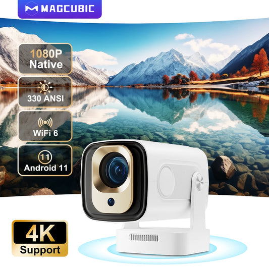 Magcubic HY310 Miniprojektor Autofokus 4K Native 1080P 330ANSI Android 11 5W Högtalare Air Mouse Röstassistent Uppgraderad HY300