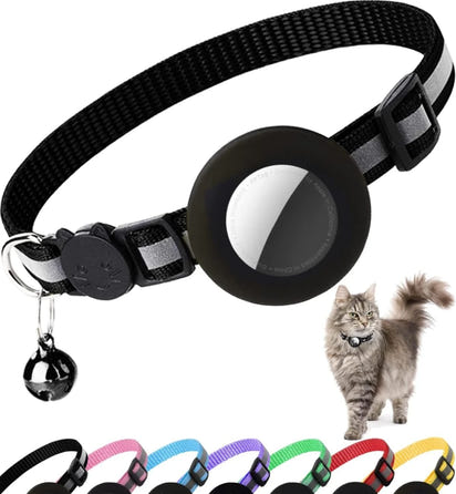 Cute Cat Collar Airtag Breakaway Reflective Kitten Collar with Bell for Apple Air Tag Holder Bell Nylon Silicone Collar for Cats