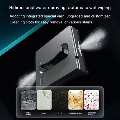 Robot Window cleaner,Dual Water Spray,Smart Memory,High Vacuum Suction, Laser Sensor, Home Wall Glass Cleaning Robot