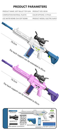 Barnens leksakspistol med mjuka kulor kulspruta med 20 mjuka kulor och till födelsedagspresent mm