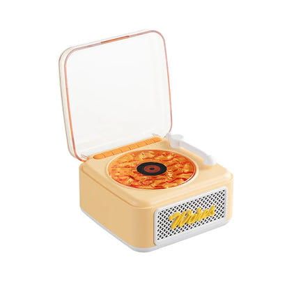 Retro Bluetooth-högtalare Mini trådlös stereo med omgivande ljus subwoofer inbyggd vitbrus vinylskivspelare