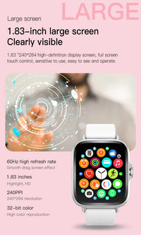 Ny 2025 Smart Watch Full Touch Display BTCall Sports Monitoring för Android & iPhone 1,83 tums kiselgel band mänkvinnor smartwatch