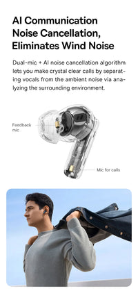 Baseus Bowie M2s -48dB ANC Trådlösa Hörlurar Bluetooth 5.3 3D Spatial Audio Hörlurar HiFi Kvalitet 0.038" Låg Latens Hörlurar