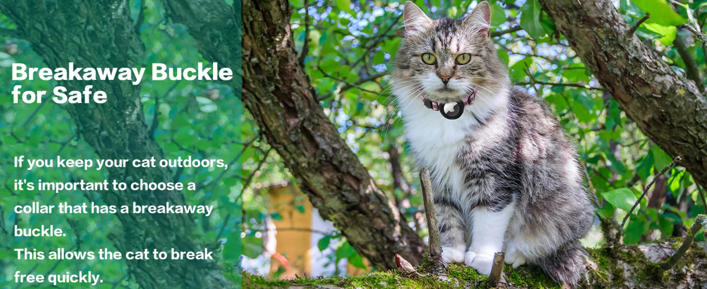 Cute Cat Collar Airtag Breakaway Reflective Kitten Collar with Bell for Apple Air Tag Holder Bell Nylon Silicone Collar for Cats