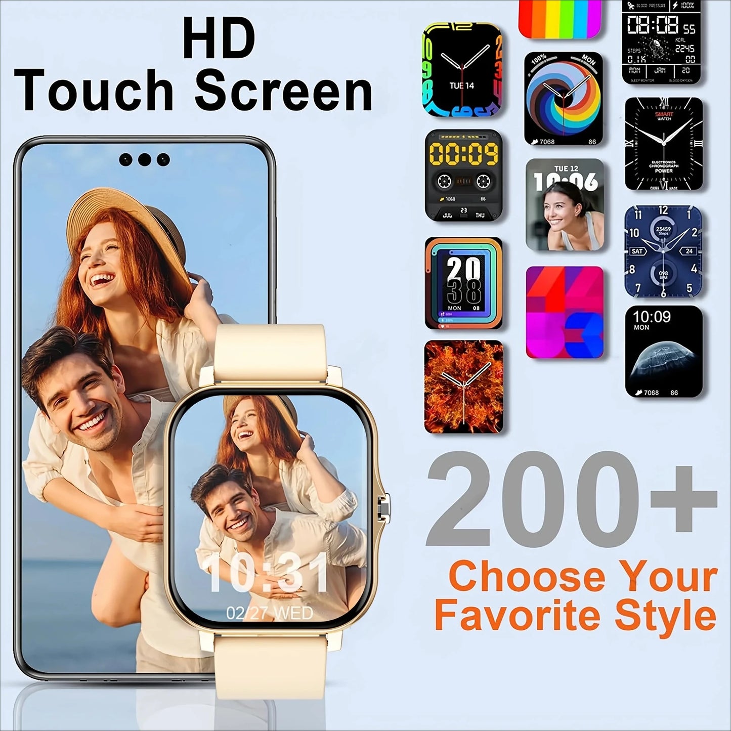 Ny 2025 Smart Watch Full Touch Display BTCall Sports Monitoring för Android & iPhone 1,83 tums kiselgel band mänkvinnor smartwatch