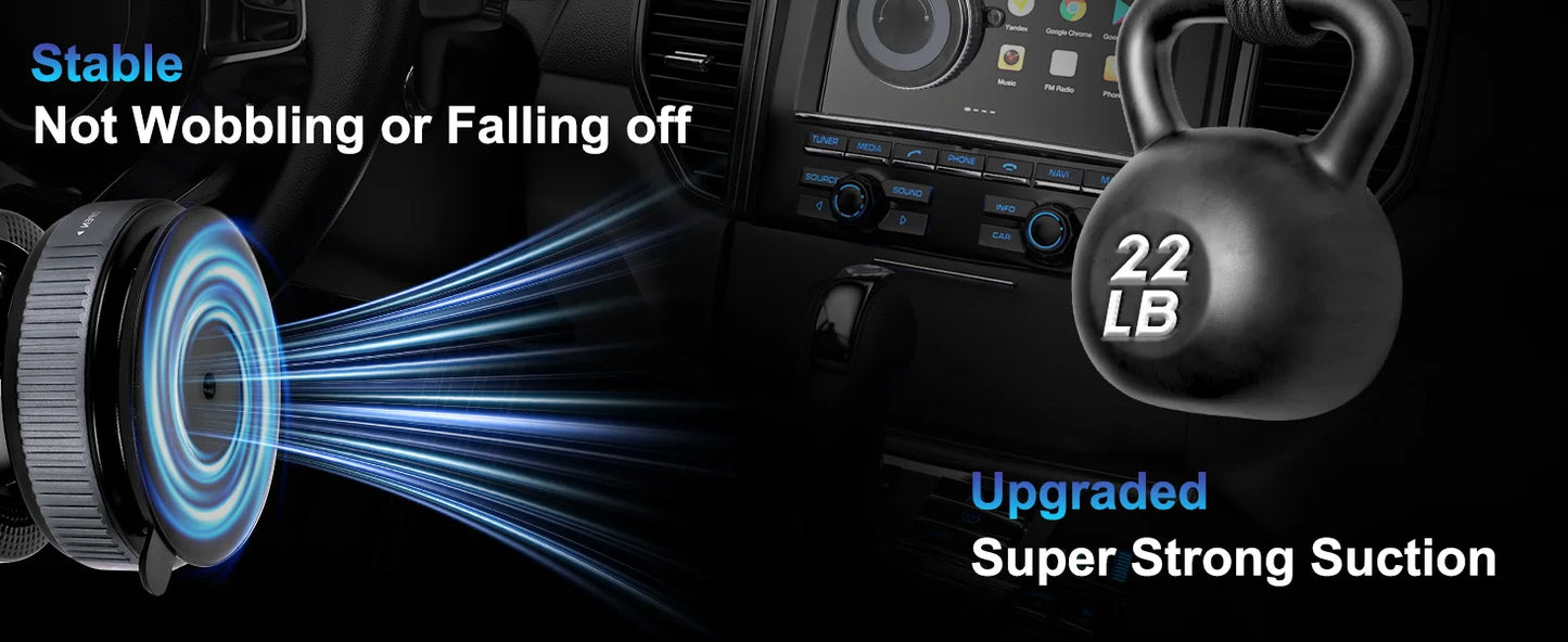 Vakuummagnetisk sugkoppshållare för telefon, vikbar och utdragbar handsfree-sugkoppshållare för telefon i bil för iPhone och Android